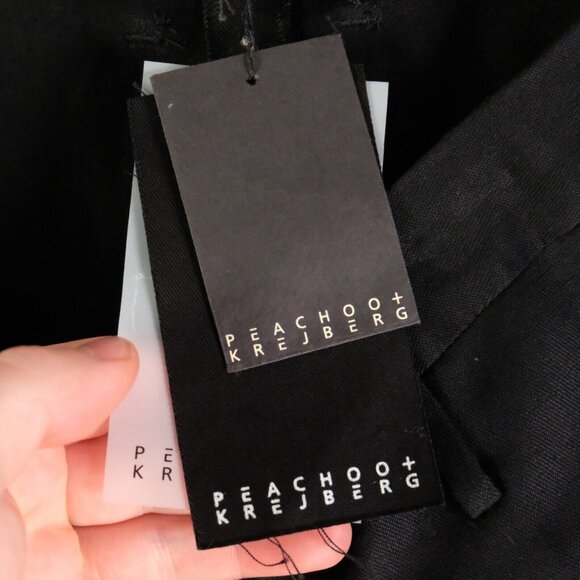 Peachoo Krejberg Dress Pants Womens 44 Black Slim Fit Trousers Viscose Linen - Picture 12 of 14